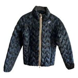 K-Way Puffer Jacket‎ Women's Size 8 Navy Black Leopard Print Zipped Pockets
